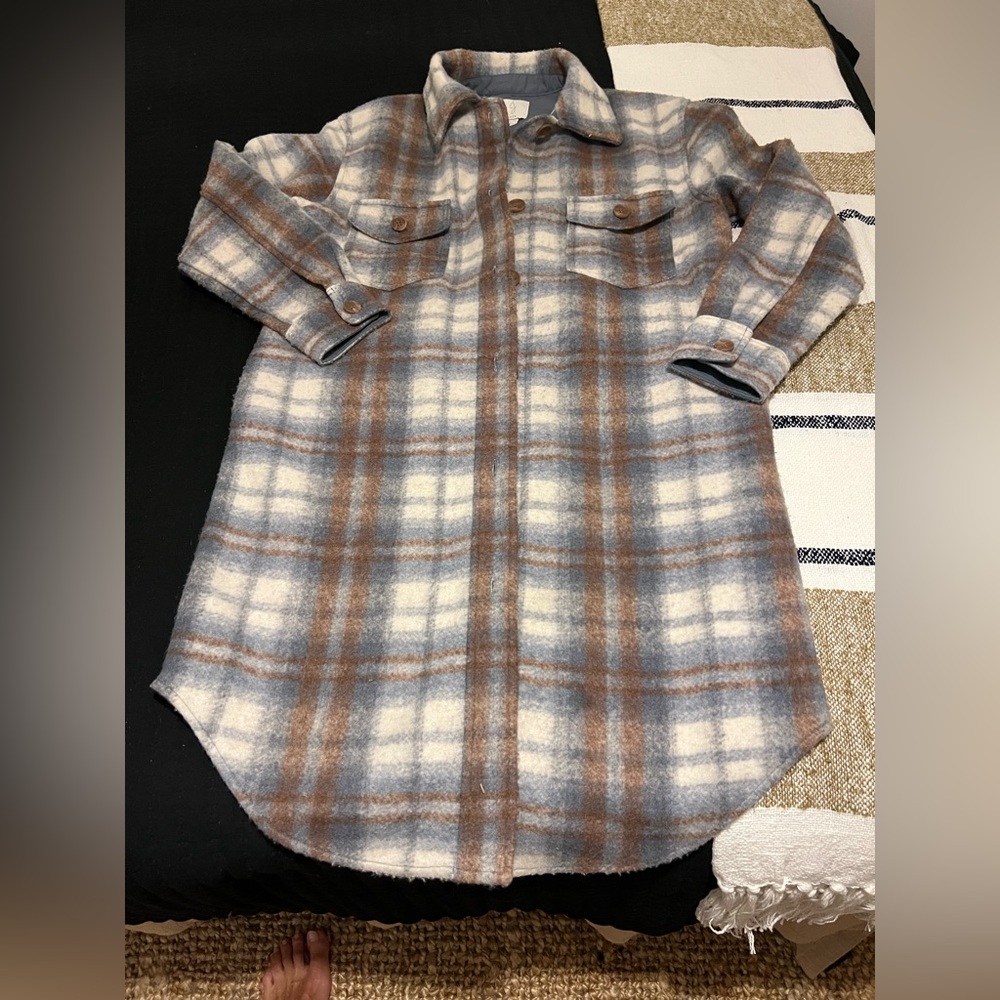 Joie blue plaid shacket shirt